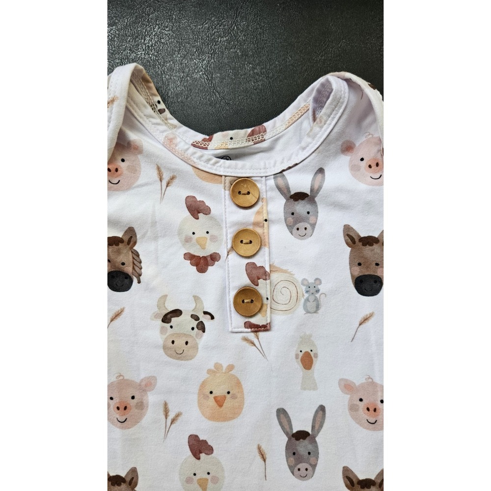 Caden Lane Newborn Knot Gown Farm Animals Soft 7-14 Lb Sleep - Picture 3 of 5